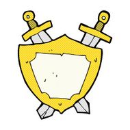 comic cartoon shield and swords