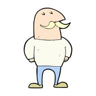comic cartoon bald man with mustache