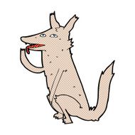 comic cartoon wolf licking paw