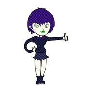 comic cartoon vampire girl giving thumbs up sign