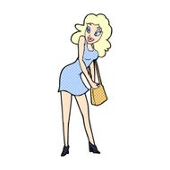 comic cartoon woman looking in handbag
