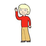 comic cartoon friendly boy waving