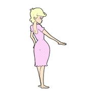 comic cartoon pretty woman looking at nails
