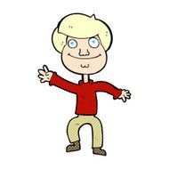 comic cartoon happy man waving