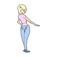 comic cartoon pretty girl in jeans and tee