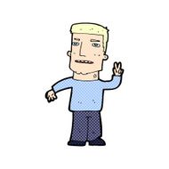 comic cartoon man giving peace sign N2