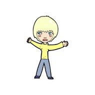 comic cartoon waving woman N6
