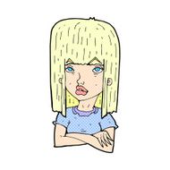 comic cartoon girl with folded arms