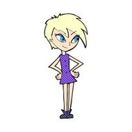 comic cartoon girl with hands on hips