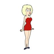 comic cartoon surprised woman in short dress