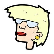 comic cartoon female face with glasses