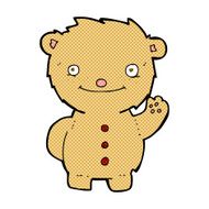comic cartoon waving teddy bear