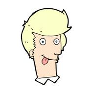 comic cartoon man with tongue hanging out