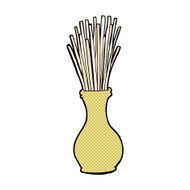 comic cartoon reeds in vase