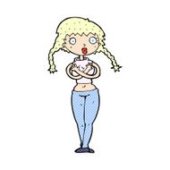 comic cartoon offended woman covering herself