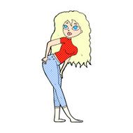 comic cartoon attractive woman looking surprised