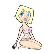comic cartoon pretty woman in underwear