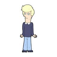 comic cartoon bored man shrugging shoulders