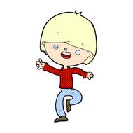 comic cartoon happy boy dancing