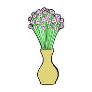 comic cartoon flowers in pot