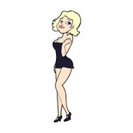comic cartoon attractive woman in short dress