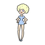 comic cartoon happy woman with hands on hips