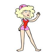 comic cartoon swimmer woman