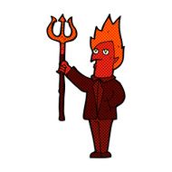 comic cartoon devil with pitchfork N2