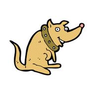 comic cartoon happy dog in big collar
