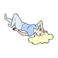 comic cartoon woman lying on floor