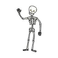 comic cartoon waving skeleton