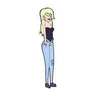 comic cartoon pretty woman shrugging shoulders