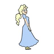 comic cartoon pretty woman in dress