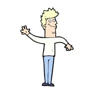 comic cartoon happy waving man