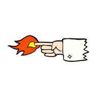 comic cartoon flaming pointing finger symbol