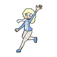 comic cartoon woman waving dressed for winter