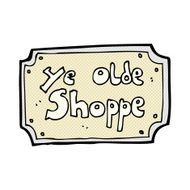 comic cartoon old fake shop sign