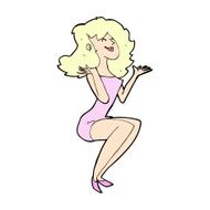 comic cartoon attractive woman sitting