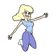 comic cartoon jumping woman