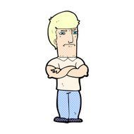 comic cartoon annoyed man with folded arms
