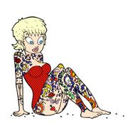 comic cartoon tattoo girl in swimsuit