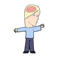 comic cartoon man with brain