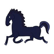 comic cartoon running black stallion
