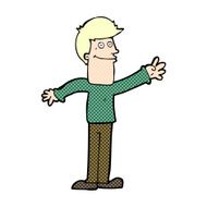 comic cartoon happy man waving N2