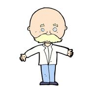 comic cartoon bald man with open arms