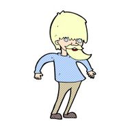 comic cartoon bearded man shrugging shoulders