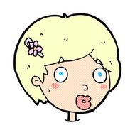 comic cartoon surprised female face N2