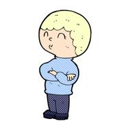 comic cartoon boy with folded arms