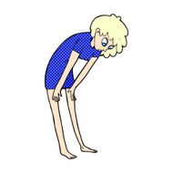 comic cartoon woman looking at her feet