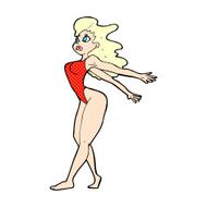 comic cartoon sexy woman in swimsuit